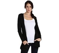 GirlzWalk ® Ladies Women’s New Look Plain Long Sleeve Two Pockets Boyfriend Cardigan (Black, XXL 20-22)