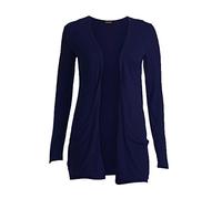 GirlzWalk ® Ladies Women’s New Look Plain Long Sleeve Two Pockets Boyfriend Cardigan (Navy, SM 8-10)