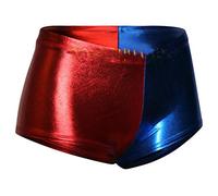 GirlzWalk Low Rise Cheeky Metallic Red and Blue Cosplay Booty Shorts