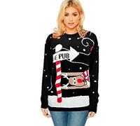 GirlzWalk® Men's Women's Unisex 'to The Pub' Reindeer Xmas Jumper