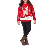 GirlzWalk ® New Children Girls Boy Xmas Baby Deer Bambi Sweater Novelty Christmas Knitted Kids Jumper (Red, 9-10 Years Old)