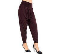 GirlzWalk New Ladies Full Length Hareem ALI Baba Harem Pants Women Baggy UK Leggings Harem Trouser (Brown, ML = UK 12-14)