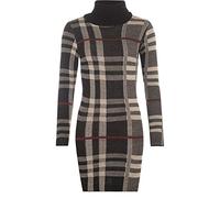GirlzWalk ® New Ladies Polo Neck Tartan Knitted Midi Women Long Sleeve Bodycon Jumper Dress (Black Check, SM/UK 8-10)