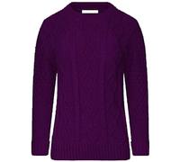 GirlzWalk® New Ladies Women Diamond Cable Knit Long Sleeve Knitted Crew Neck Jumper Sweater Pullover Top (8-10, Purple)