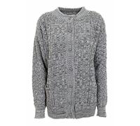 GirlzWalk New Women Cable Knit Long Sleeve Button Up Crew Neck Aran Type Sweater Ladies Cardigan (20-22, Marl Grey)