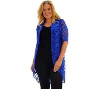 GirlzWalk New Womens Plus Size Kimono Ladies Scallop Edge Floral Lace Cardigan Open Front (Royal Blue, 26-28)