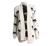 GirlzWalk s New Women's Ladies Long Sleeve Button Top Chunky Horse Cable Knitted Granded Cardigan (Stone, XX-Large = UK 20-22 = EUR 48-50)