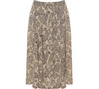 GirlzWalk Title Women's Paisley Print Midi Skirt Ladies Elasticated Stretch Waist Plus Size (Stone, ML/UK 12-14)