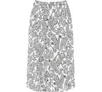 GirlzWalk Title Women's Paisley Print Midi Skirt Ladies Elasticated Stretch Waist Plus Size (White, X-Large/UK 16-18)