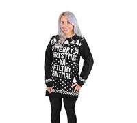 GirlzWalk Unisex Adults Women Men Merry Christmas You Filthy Muggle Animal Print Knit Jumper Christmas Pullover (Filthy Animal Black, 20-22)