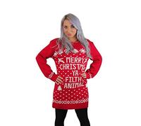 GirlzWalk Unisex Adults Women Men Merry Christmas You Filthy Muggle Animal Print Knit Jumper Christmas Pullover (Filthy Animal Red, 24-26)