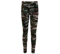 GirlzWalk® Women Bang Aztec Skull Printed Legging - Ladies Stripe Stretchy Slim Leggings Halloween Pants (Camouflage Green, 8-10)