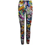 GirlzWalk® Women Bang Aztec Skull Printed Legging - Ladies Stripe Stretchy Slim Leggings Halloween Pants (Bang Print, 12-14)