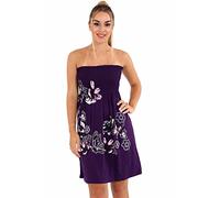 GirlzWalk Women Floral Butterfly Print Bandeau Sheering Top Plus Size Purple