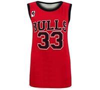 GirlzWalk Women Ladies Bulls 33 Varsity American Basketball Top Women Sport Vest T-Shirt (L, Red)