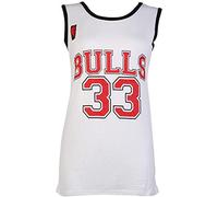 GirlzWalk Women Ladies Bulls 33 Varsity American Basketball Top Women Sport Vest T-Shirt (M, White)