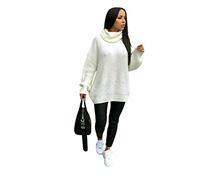 GirlzWalk Women Ladies Chunky Knitted Baggy Oversized Jumper Dress High Polo Roll Neck Top (Cream, 14)