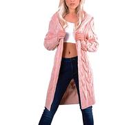 GirlzWalk® Women Ladies Long Sleeve 2 Side Pocket Chunky Cable Knitted Oversize Baggy Open Boyfriend Cardigan Sweater Jumper Top UK Size 8-22 (Pink, 8-10)