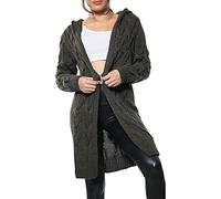 GirlzWalk® Women Ladies Long Sleeve 2 Side Pocket Chunky Cable Knitted Oversize Baggy Open Boyfriend Cardigan Sweater Jumper Top UK Size 8-22 (Charcoal, 20-22)