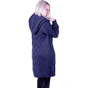 GirlzWalk® Women Ladies Long Sleeve 2 Side Pocket Chunky Cable Knitted Oversize Baggy Open Boyfriend Cardigan Sweater Jumper Top UK Size 8-22 (Navy, 8-10)