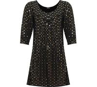 GirlzWalk® Women Ladies Long Sleeve Polka Dot Flared Sequin Spot Swing dress Scoop Neck Party Fancy Dress Top Size UK 14-28(Gold)
