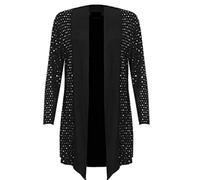 GirlzWalk® Women Ladies Long Sleeve Shiny Sequin Polka Dot waterfall Cardigan Print Front Open Drape Top Plus Size UK 14-28 (Silver, 26-28)