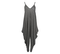 GirlzWalk Women Lagenlook Cami Strappy Baggy Harem Jumpsuit Dress Charcoal