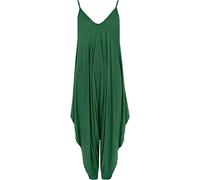 GirlzWalk Women Lagenlook Cami Strappy Baggy Harem Jumpsuit Dress Jade Green