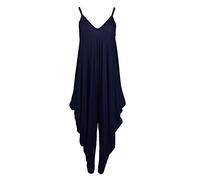 GirlzWalk Women Lagenlook Cami Strappy Baggy Harem Jumpsuit Dress Navy