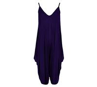 GirlzWalk Women Lagenlook Cami Strappy Baggy Harem Jumpsuit Dress Purple