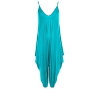GirlzWalk Women Lagenlook Cami Strappy Baggy Harem Jumpsuit Dress Turquoise