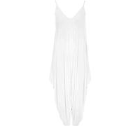 GirlzWalk Women Lagenlook Cami Strappy Baggy Harem Jumpsuit Dress White