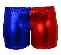 GirlzWalk Women Metallic Red & Royal Blue Hot Sexy Shorts Ladies Wet Look Shiny Hot Pants - Bronze - S