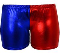 GirlzWalk Women Metallic Red & Royal Blue Hot Sexy Shorts Ladies Wet Look Shiny Hot Pants (Hot Pant Red Blue, ML/UK 12-14)