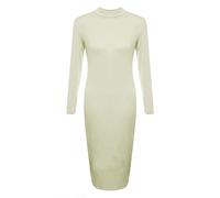 GirlzWalk ® Women Plain Polo Neck Long Sleeve Bodycon Midi Dress Cream