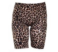 GirlzWalk® Women’s Ladies Double Side Stripe Cotton Active Gym Cycling Shorts Tights Hot Pants (Leopard Brown, 12-14)