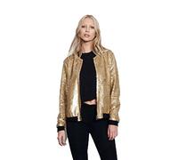 GirlzWalk ® Women’s Ladies Glitter Sequin Bomber Top Biker Festival Clubbing Party Club Jacket (Gold, ML 12-14)