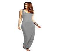 GirlzWalk ® Women’s Racer Back Maxi Dress Ladies Jersey Long Vest Muscle Sleeveless Dress Plus Size (Grey, XXL 20-22)