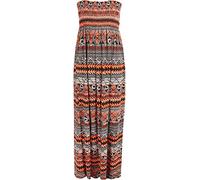 GirlzWalk Women Sheering Floral Print Long Maxi Dress Plus Size 4-22, Aztec Orange Print, 3XL