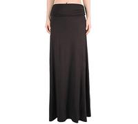 GirlzWalk Women Turn Up Waist Long Plain Jersey Maxi Skirt Plus Size Brown