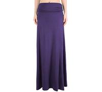 GirlzWalk Women Turn Up Waist Long Plain Jersey Maxi Skirt Plus Size Navy Blue
