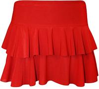 GirlzWalk Women's Beautiful Neon RARA Flared Hot Mini Skort Ladies Layered Frill Stretch Short Skirt (Red, SM 8-10)