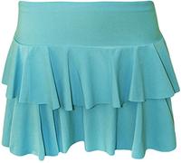 GirlzWalk Women's Beautiful Neon RARA Flared Hot Mini Skort Ladies Layered Frill Stretch Short Skirt (Turquoise, SM 8-10)