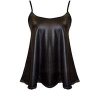 GirlzWalk@ Womens Faux Leather Ladies Elastic Waistband Bodycon Stretch Wet Look Pencil Fitted Tube Midi,Mini Skirts All Wet Look Variety ((Wet Look) Cami Vest Top, ML/UK 12-14)