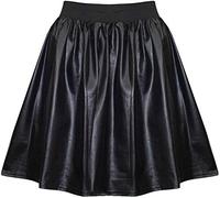 GirlzWalk@ Womens Faux Leather Ladies Elastic Waistband Bodycon Stretch Wet Look Pencil Fitted Tube Midi,Mini Skirts All Wet Look Variety ((Wet Look) Flared Skater Skirt, ML/UK 12-14)