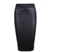 GirlzWalk@ Womens Faux Leather Ladies Elastic Waistband Bodycon Stretch Wet Look Pencil Fitted Tube Midi,Mini Skirts All Wet Look Variety ((Wet Look) Pencil Skirt, XXL/UK 20-22)