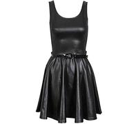 GirlzWalk@ Womens Faux Leather Ladies Elastic Waistband Bodycon Stretch Wet Look Pencil Fitted Tube Midi,Mini Skirts All Wet Look Variety ((Wet Look) Skater Dress, SM/UK 8-10)