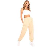 GirlzWalk Womens Fleece Casual Oversized Jogging Joggers Tracksuit Bottoms Ladies Jog Pants (Stone, XXL/UK 20-22)