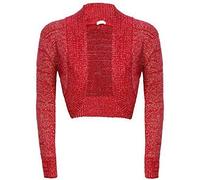 GirlzWalk@ Womens Girls Long Sleeve Knitted Metallic Lurex Shrug Ladies Bolero Cardigan (Red, XXL/UK 20-22)