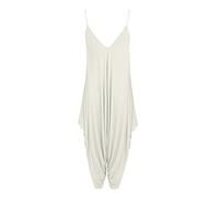 GirlzWalk® Women's Harem Jumpsuit Lagenlook Strappy Long Baggy - Ladies Plain Romper V-Neck Cami Playsuit (Cream, 8-10)